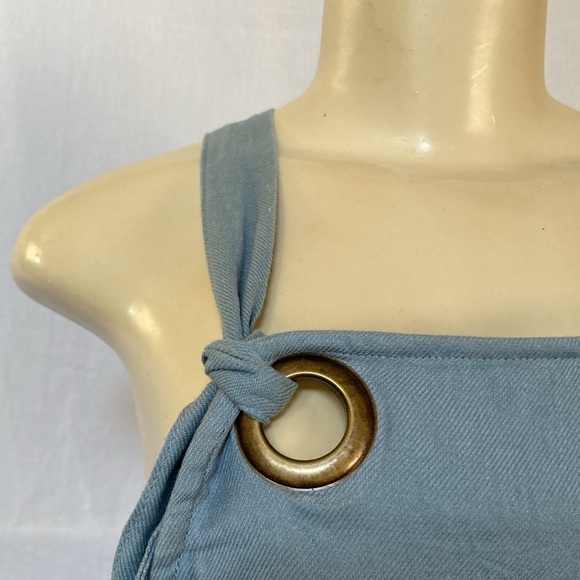 SALE!!! PATRON OF PEACE Blue Romper Size Medium Adjustable Straps Cuff Hem NWT - Picture 5 of 7